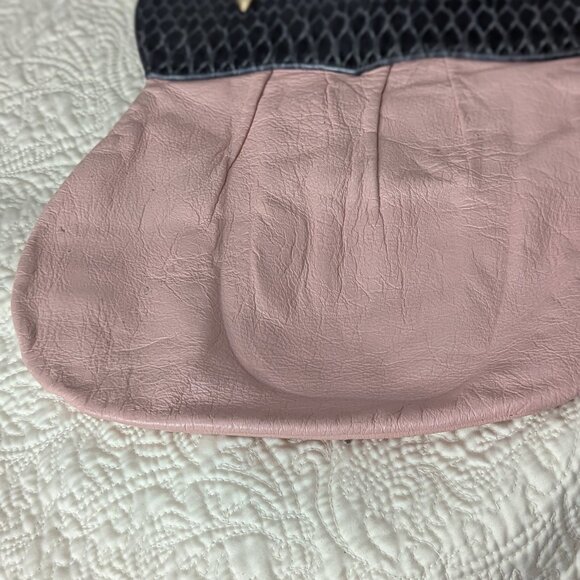 Vintage Mode Leather Shoulder Bag Pink and Snake skin Top Design Blue Soft - Picture 3 of 10